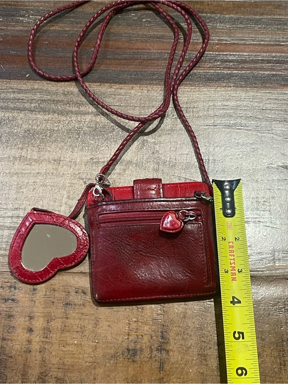Brighton Red Heart Mirror Cardholder Crossbody